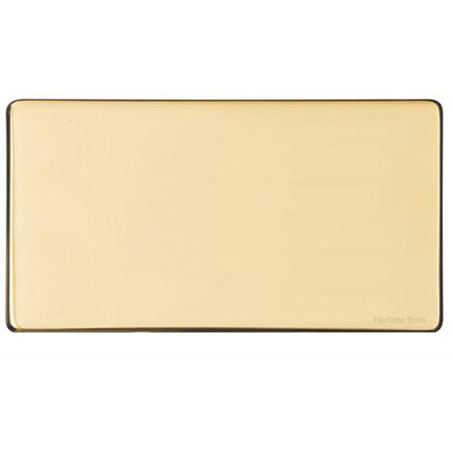 Vintage Range Unlacquered Polished Brass Switches & Sockets, XUL - Double Blank Plate by Heritage Brass By M-Marcus