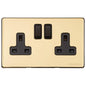 Vintage Range Polished Brass Switches & Sockets, X01 - Double Socket (13 Amp) by Heritage Brass By M-Marcus