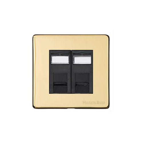 Vintage Range Polished Brass Switches & Sockets, X01 - 2 Gang Secondary Line Socket by Heritage Brass By M-Marcus