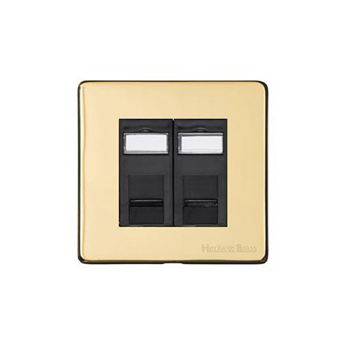Vintage Range Polished Brass Switches & Sockets, X01 - 2 Gang Master Line Socket by Heritage Brass By M-Marcus