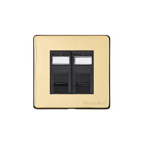 Vintage Range Polished Brass Switches & Sockets, X01 - 2 Gang CAT6 by Heritage Brass By M-Marcus