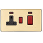 Vintage Range Unlacquered Polished Brass Switches & Sockets, XUL - 45A Cooker Unit + 13A Socket by Heritage Brass By M-Marcus