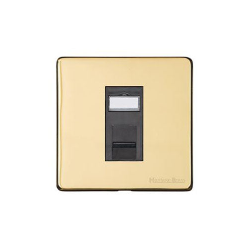 Vintage Range Polished Brass Switches & Sockets, X01 - 1 Gang RJ11 by Heritage Brass By M-Marcus