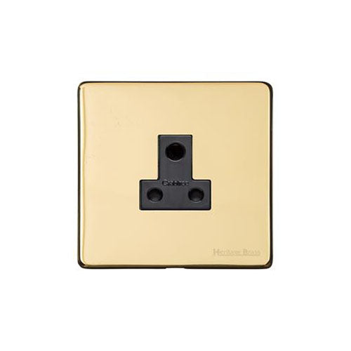 Vintage Range Unlacquered Polished Brass Switches & Sockets, XUL - 5 Amp 3 Round Pin Socket by Heritage Brass By M-Marcus