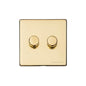 Vintage Range Unlacquered Polished Brass Switches & Sockets, XUL - 2 Gang Dimmer 400 watts (Compatible with halogen/ incandescent bulbs) by Heritage Brass By M-Marcus