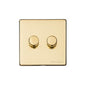 Vintage Range Unlacquered Polished Brass Switches & Sockets, XUL - 2 Gang TED Dimmer (Compatible with LED Lamps) by Heritage Brass By M-Marcus