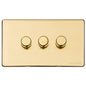 Vintage Range Polished Brass Switches & Sockets, X01 - 3 Gang Dimmer 250 watts (Compatible with halogen/ incandescent bulbs) by Heritage Brass By M-Marcus