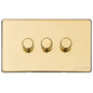 Vintage Range Unlacquered Polished Brass Switches & Sockets, XUL - 3 Gang Dimmer 250 watts (Compatible with halogen/ incandescent bulbs) by Heritage Brass By M-Marcus