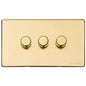 Vintage Range Polished Brass Switches & Sockets, X01 - 3 Gang Dimmer 400 watts (Compatible with halogen/ incandescent bulbs) by Heritage Brass By M-Marcus