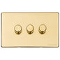 Vintage Range Unlacquered Polished Brass Switches & Sockets, XUL - 3 Gang Dimmer 400 watts (Compatible with halogen/ incandescent bulbs) by Heritage Brass By M-Marcus