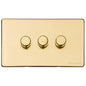 Vintage Range Polished Brass Switches & Sockets, X01 - 3 Gang TED Dimmer (Compatible with LED Lamps) by Heritage Brass By M-Marcus