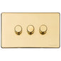 Vintage Range Unlacquered Polished Brass Switches & Sockets, XUL - 3 Gang TED Dimmer (Compatible with LED Lamps) by Heritage Brass By M-Marcus