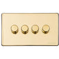 Vintage Range Polished Brass Switches & Sockets, X01 - 4 Gang Dimmer 250 watts (Compatible with halogen/ incandescent bulbs) by Heritage Brass By M-Marcus