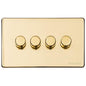 Vintage Range Unlacquered Polished Brass Switches & Sockets, XUL - 4 Gang Dimmer 400 watts(Compatible with halogen/ incandescent bulbs) by Heritage Brass By M-Marcus