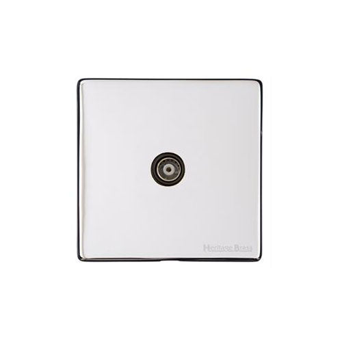 Vintage Range Polished Chrome Switches & Sockets, X02 - 1 Gang Isolated TV Coaxial Socket by Heritage Brass By M-Marcus