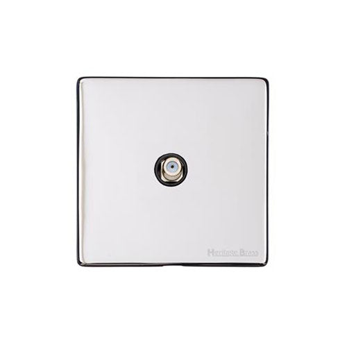 Vintage Range Polished Chrome Switches & Sockets, X02 - 1 Gang Satellite Socket by Heritage Brass By M-Marcus