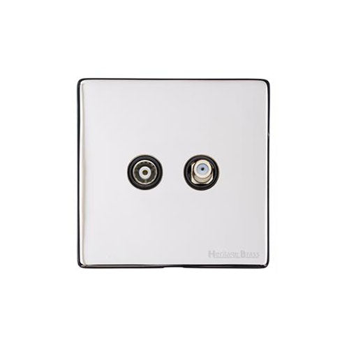 Vintage Range Polished Chrome Switches & Sockets, X02 - TV/Satellite Socket by Heritage Brass By M-Marcus