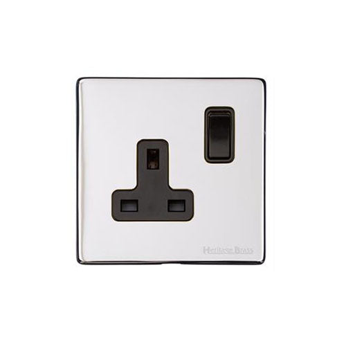 Vintage Range Polished Chrome Switches & Sockets, X02 - Single Socket (13 Amp) by Heritage Brass By M-Marcus