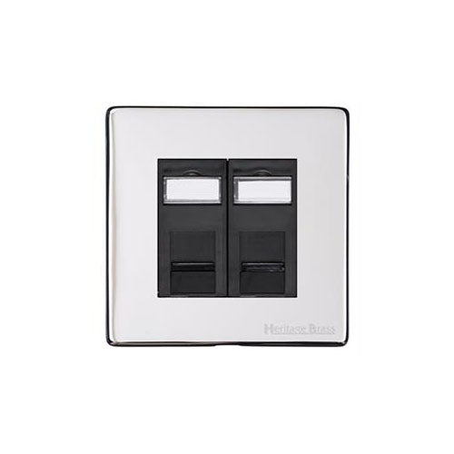 Vintage Range Polished Chrome Switches & Sockets, X02 - 2 Gang Secondary Line Socket by Heritage Brass By M-Marcus