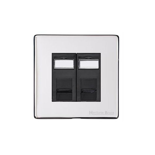 Vintage Range Polished Chrome Switches & Sockets, X02 - 2 Gang CAT6 by Heritage Brass By M-Marcus