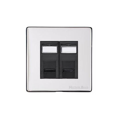Vintage Range Polished Chrome Switches & Sockets, X02 - 2 Gang CAT6 by Heritage Brass By M-Marcus