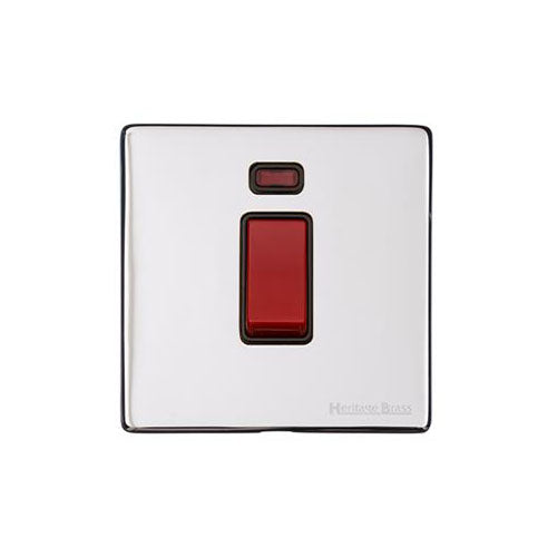 Vintage Range Polished Chrome Switches & Sockets, X02 - 45A DP Cooker Switch with Neon (single plate) by Heritage Brass By M-Marcus