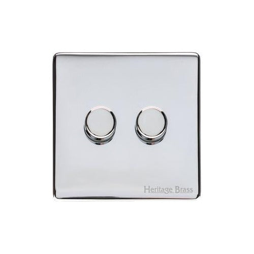 Vintage Range Polished Chrome Switches & Sockets, X02 - 2G Multi Location Primary Dimmer by Heritage Brass By M-Marcus