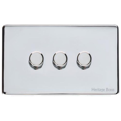 Vintage Range Polished Chrome Switches & Sockets, X02 - 3G Multi Location Primary Dimmer by Heritage Brass By M-Marcus