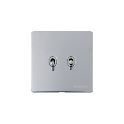 Vintage Range Polished Chrome Switches & Sockets, X02 - 2 Gang Stockholm Toggle by Heritage Brass By M-Marcus