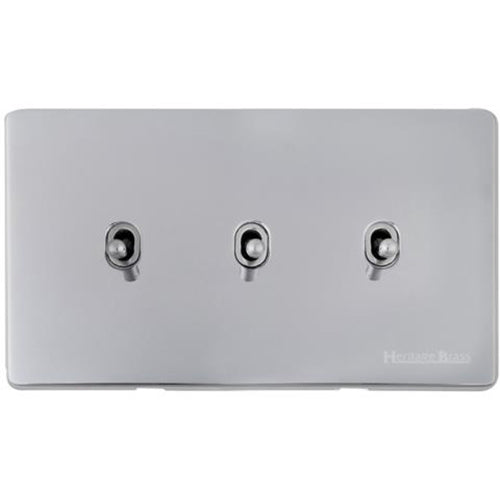 Vintage Range Polished Chrome Switches & Sockets, X02 - 3 Gang Stockholm Toggle by Heritage Brass By M-Marcus