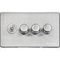 Vintage Range Satin Chrome Switches & Sockets, X03 - 4G Mixed Toggle Dimmer Switch 1xToggle 3xTED by Heritage Brass By M-Marcus