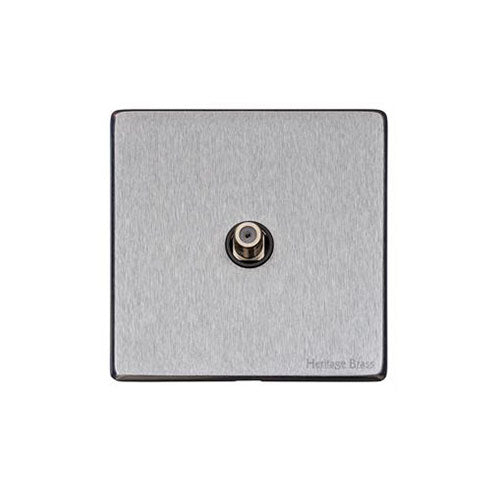 Vintage Range Satin Chrome Switches & Sockets, X03 - 1 Gang Satellite Socket by Heritage Brass By M-Marcus