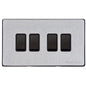 Vintage Range Satin Chrome Switches & Sockets, X03 - 4 Gang Rocker Switch by Heritage Brass By M-Marcus