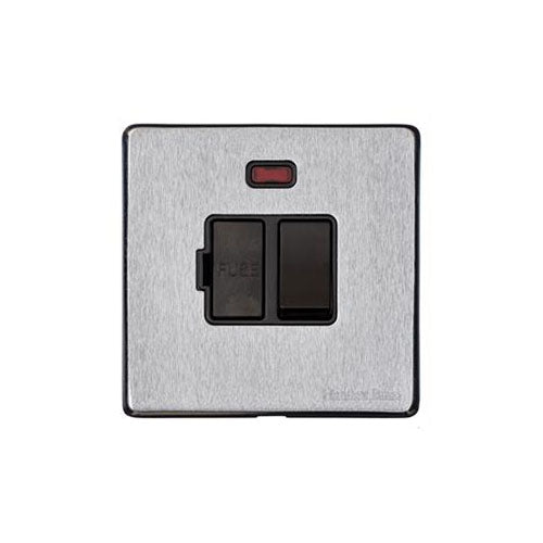 Vintage Range Satin Chrome Switches & Sockets, X03 - Switched Spur with Neon (13 Amp) by Heritage Brass By M-Marcus