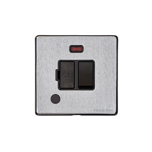 Vintage Range Satin Chrome Switches & Sockets, X03 - Switched Spur with Neon + Cord (13 Amp) by Heritage Brass By M-Marcus