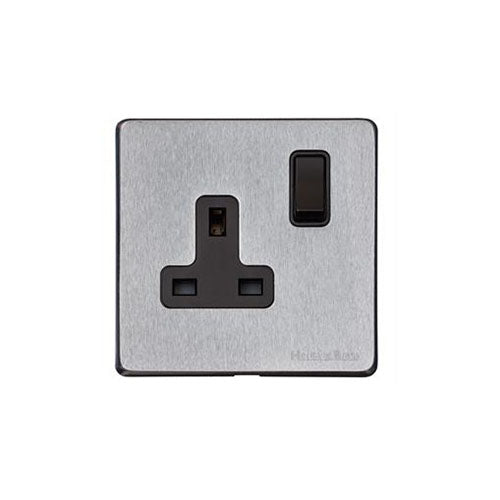 Vintage Range Satin Chrome Switches & Sockets, X03 - Single Socket (13 Amp) by Heritage Brass By M-Marcus