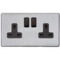 Vintage Range Satin Chrome Switches & Sockets, X03 - Double Socket (13 Amp) by Heritage Brass By M-Marcus
