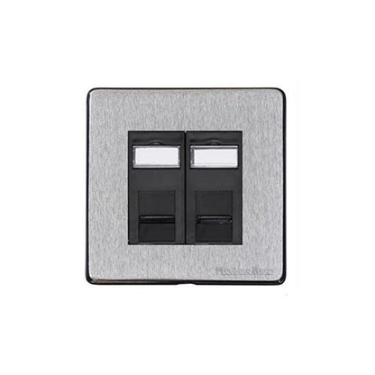 Vintage Range Satin Chrome Switches & Sockets, X03 - 2 Gang CAT6 by Heritage Brass By M-Marcus