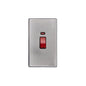 Vintage Range Satin Chrome Switches & Sockets, X03 - 45A DP Cooker Switch with Neon (tall plate) by Heritage Brass By M-Marcus