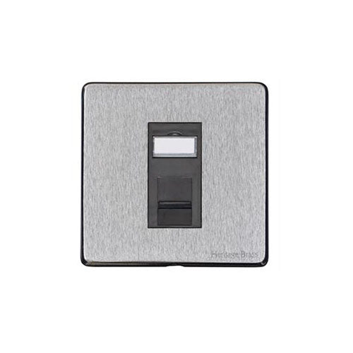 Vintage Range Satin Chrome Switches & Sockets, X03 - 1 Gang RJ11 by Heritage Brass By M-Marcus