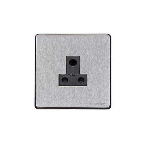 Vintage Range Satin Chrome Switches & Sockets, X03 - 5 Amp 3 Round Pin Socket by Heritage Brass By M-Marcus