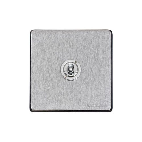 Vintage Range Satin Chrome Switches & Sockets, X03 - 1 Gang Intermediate Toggle Switch by Heritage Brass By M-Marcus