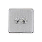 Vintage Range Satin Chrome Switches & Sockets, X03 - 2 Gang Toggle Switch by Heritage Brass By M-Marcus