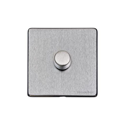 Vintage Range Satin Chrome Switches & Sockets, X03 - 1 Gang Dimmer 400 watts (Compatible with halogen/ incandescent bulbs) by Heritage Brass By M-Marcus