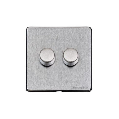 Vintage Range Satin Chrome Switches & Sockets, X03 - 2G Multi Location Primary Dimmer by Heritage Brass By M-Marcus