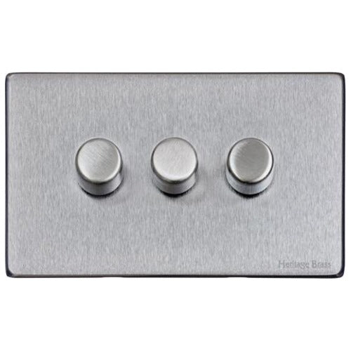 Vintage Range Satin Chrome Switches & Sockets, X03 - 3G Multi Location Secondary Dimmer by Heritage Brass By M-Marcus