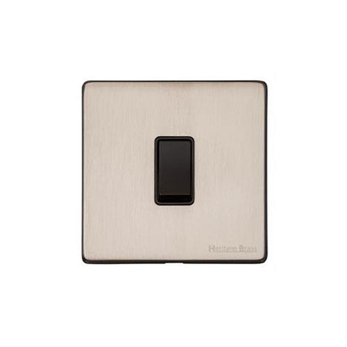 Vintage Range Satin Nickel Switches & Sockets, X05 - 1 Gang Intermediate Rocker Switch by Heritage Brass By M-Marcus