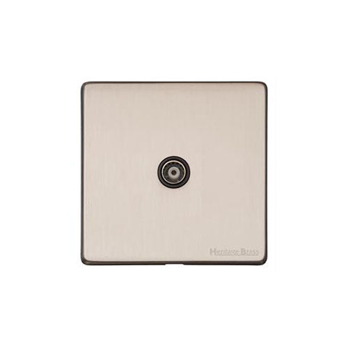 Vintage Range Satin Nickel Switches & Sockets, X05 - 1 Gang Non-Isolated TV Coaxial Socket by Heritage Brass By M-Marcus