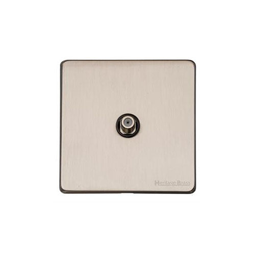 Vintage Range Satin Nickel Switches & Sockets, X05 - 1 Gang Satellite Socket by Heritage Brass By M-Marcus