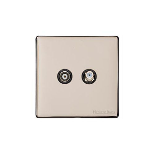 Vintage Range Satin Nickel Switches & Sockets, X05 - TV/Satellite Socket by Heritage Brass By M-Marcus